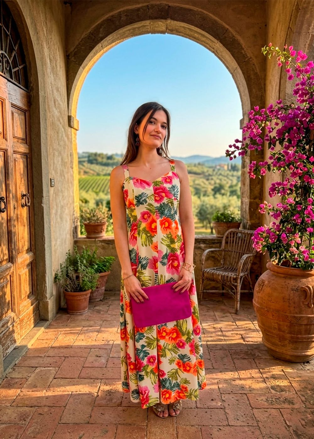 Prenda estampado floral, look 1